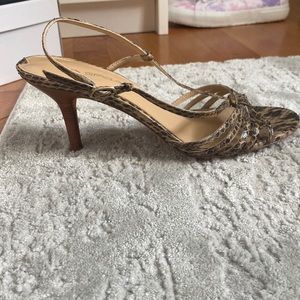 Via Spiga Snakeskin Strap-In Heels